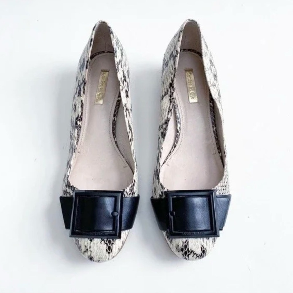 Louise Et Cie Sneak Skin Print Black And Cream Flats